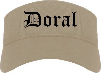Doral Florida FL Old English Mens Visor Cap Hat Khaki