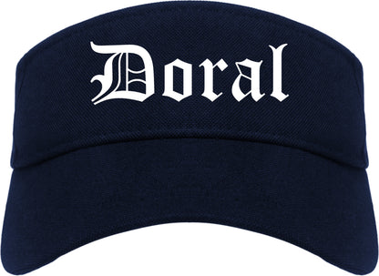 Doral Florida FL Old English Mens Visor Cap Hat Navy Blue