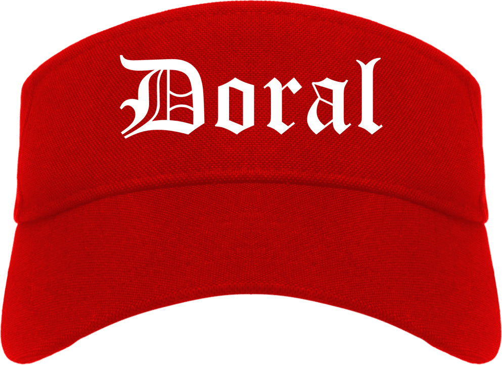Doral Florida FL Old English Mens Visor Cap Hat Red