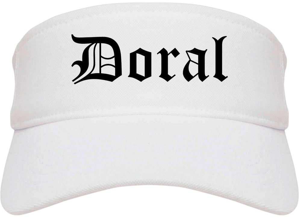 Doral Florida FL Old English Mens Visor Cap Hat White