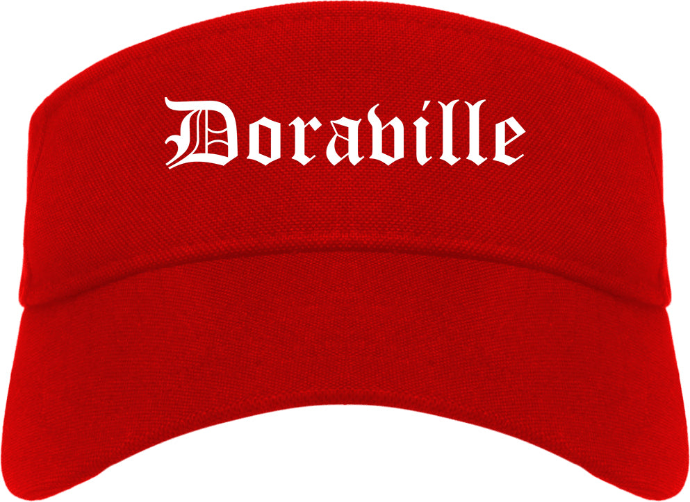 Doraville Georgia GA Old English Mens Visor Cap Hat Red