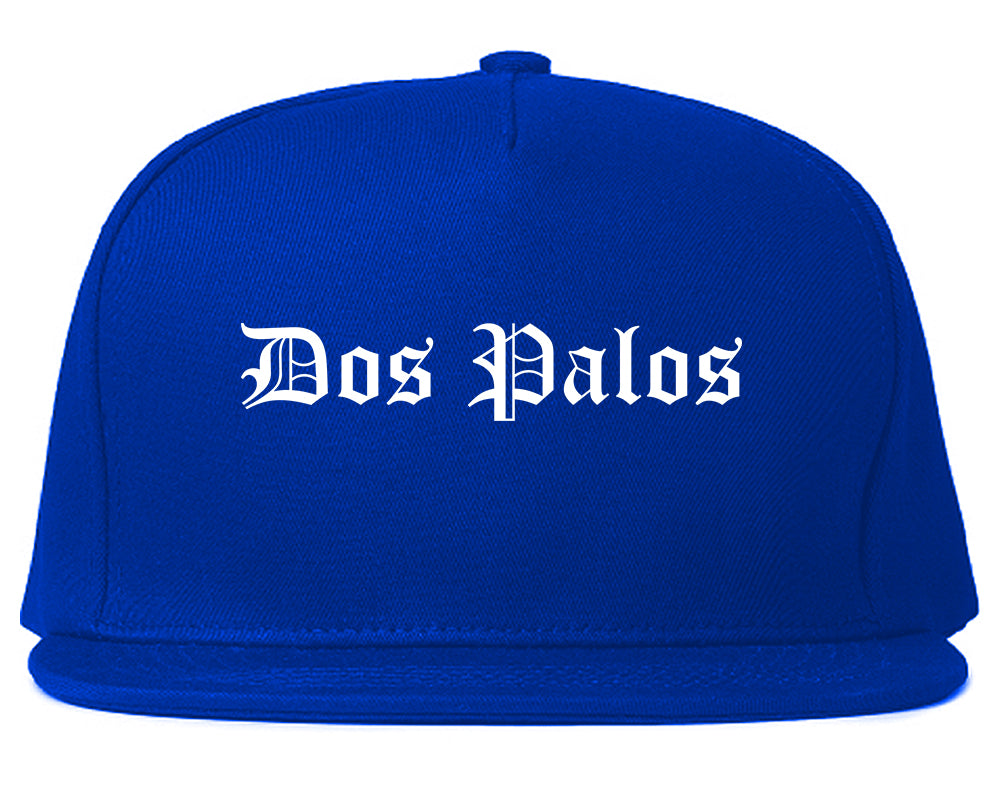 Dos Palos California CA Old English Mens Snapback Hat Royal Blue