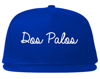 Dos Palos California CA Script Mens Snapback Hat Royal Blue