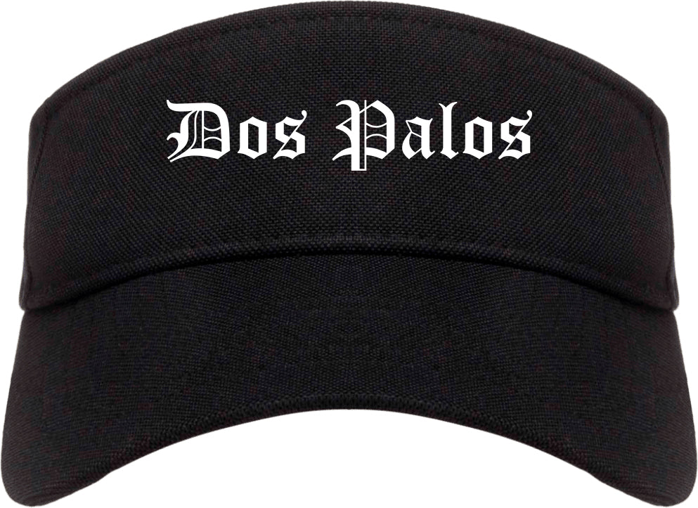 Dos Palos California CA Old English Mens Visor Cap Hat Black