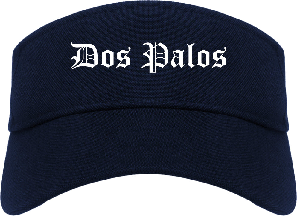 Dos Palos California CA Old English Mens Visor Cap Hat Navy Blue