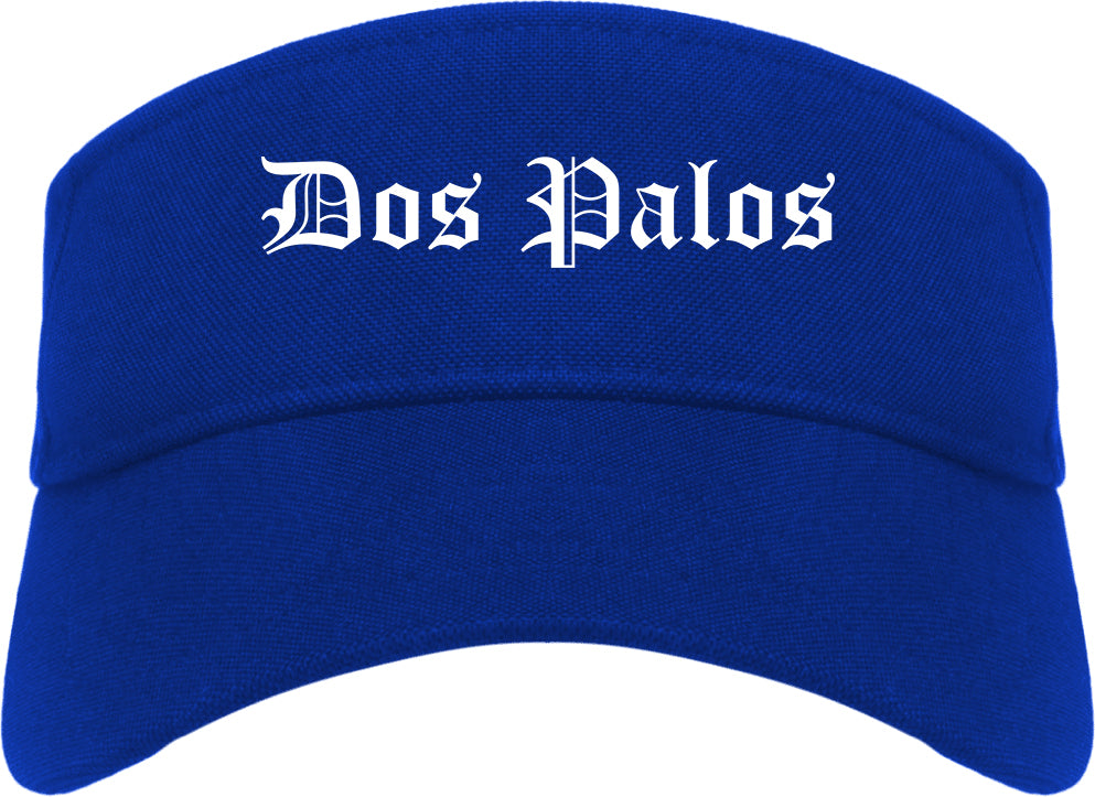 Dos Palos California CA Old English Mens Visor Cap Hat Royal Blue