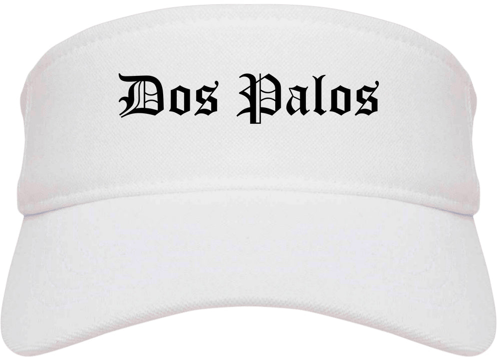 Dos Palos California CA Old English Mens Visor Cap Hat White