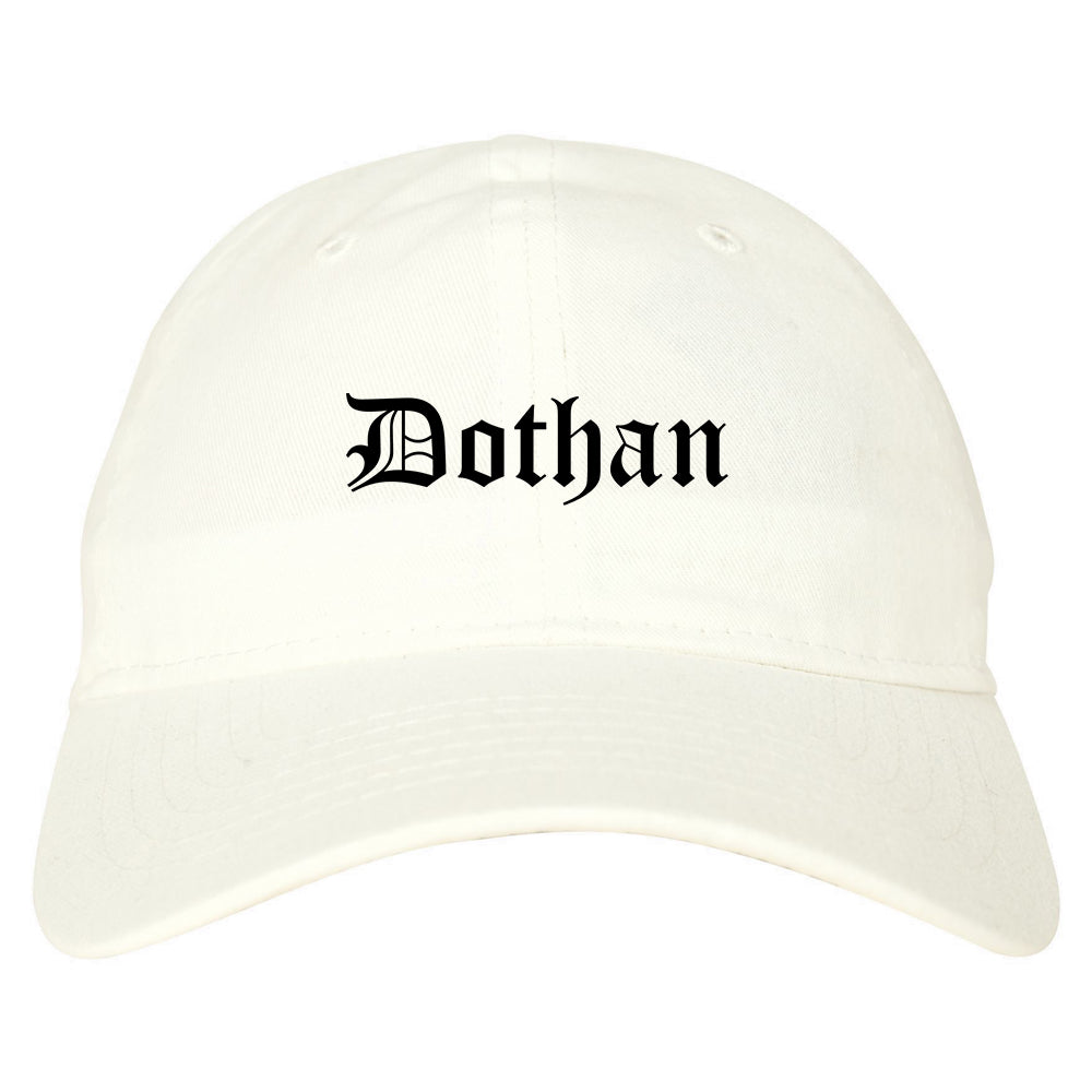 Dothan Alabama AL Old English Mens Dad Hat Baseball Cap White