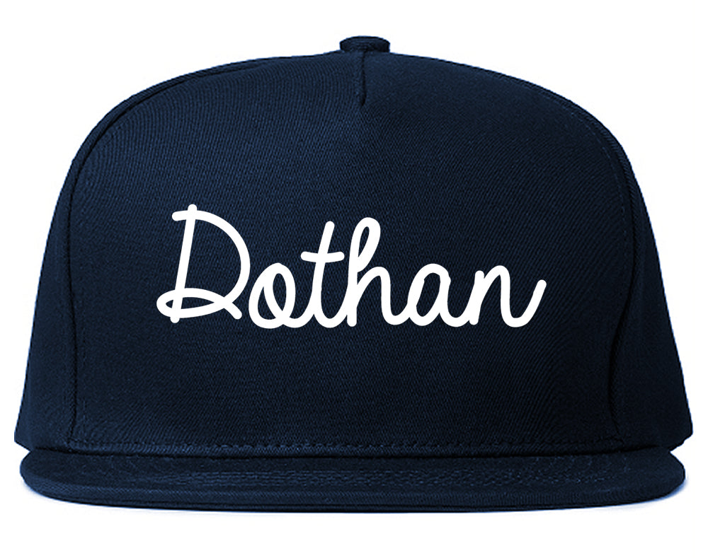 Dothan Alabama AL Script Mens Snapback Hat Navy Blue