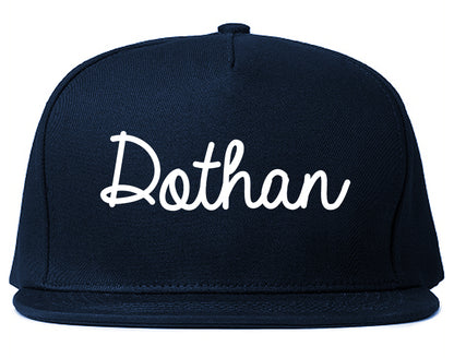 Dothan Alabama AL Script Mens Snapback Hat Navy Blue
