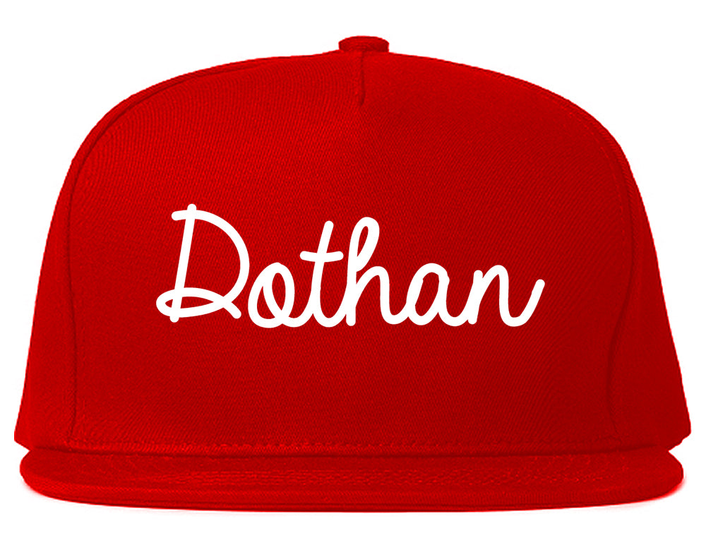 Dothan Alabama AL Script Mens Snapback Hat Red
