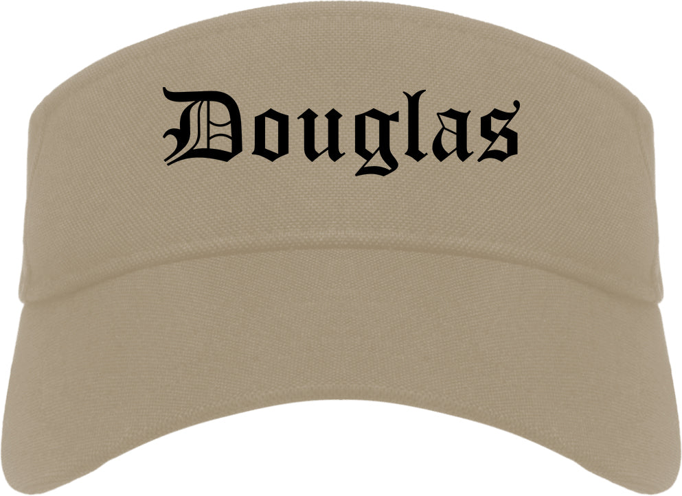 Douglas Arizona AZ Old English Mens Visor Cap Hat Khaki