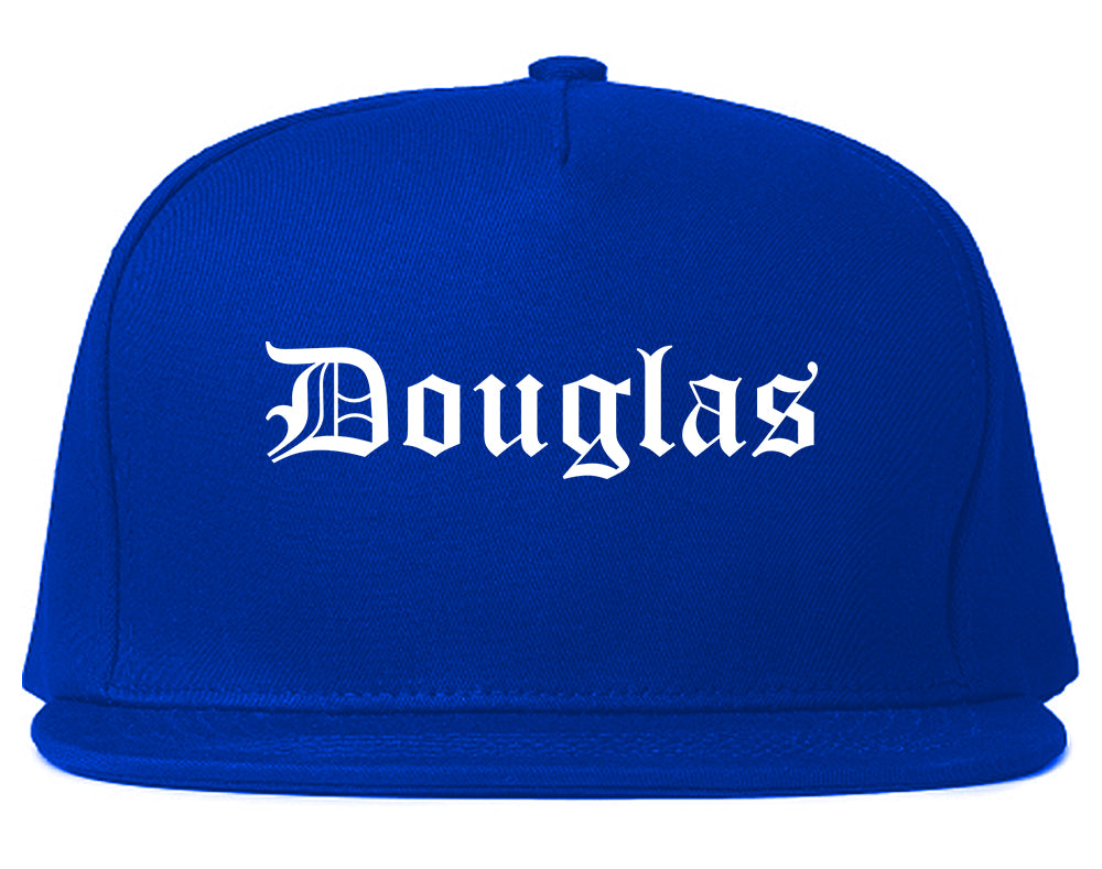 Douglas Georgia GA Old English Mens Snapback Hat Royal Blue