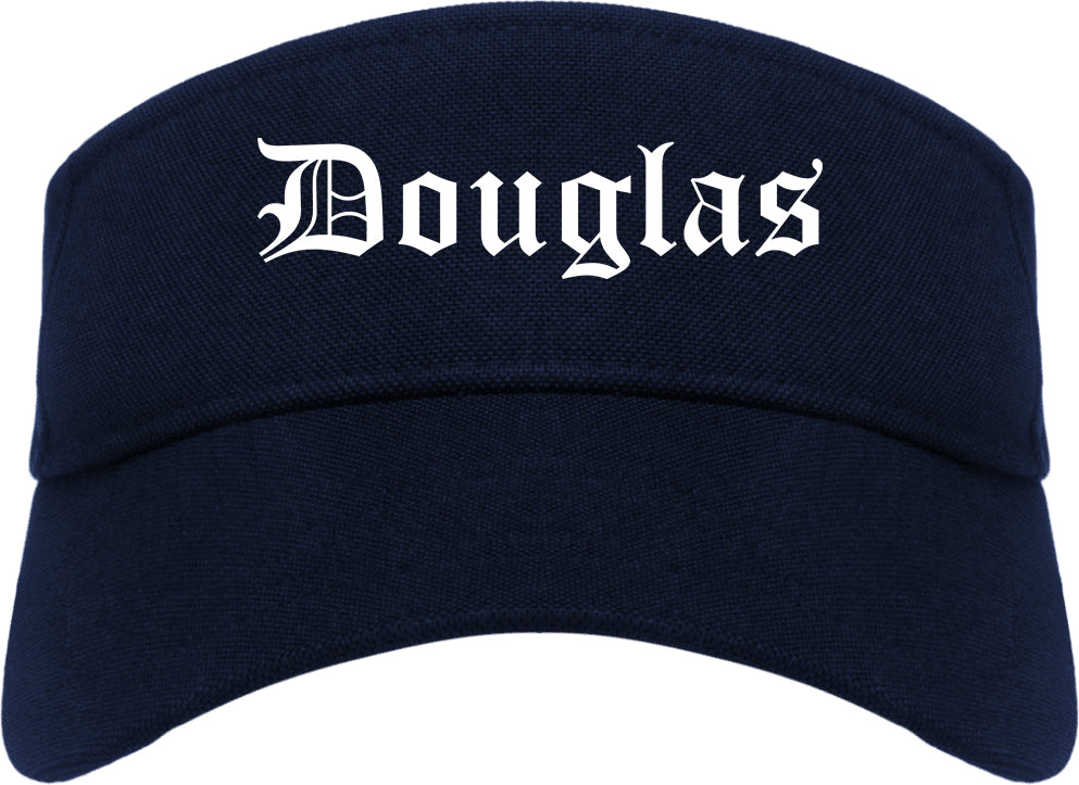 Douglas Georgia GA Old English Mens Visor Cap Hat Navy Blue