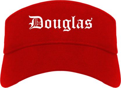 Douglas Georgia GA Old English Mens Visor Cap Hat Red