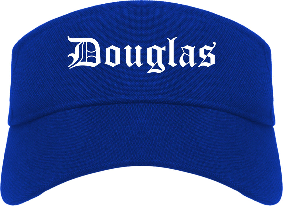 Douglas Georgia GA Old English Mens Visor Cap Hat Royal Blue