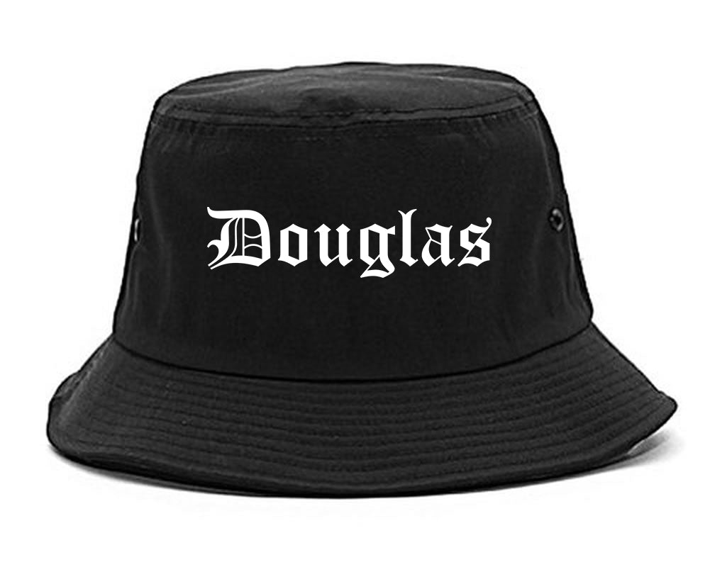 Douglas Wyoming WY Old English Mens Bucket Hat Black