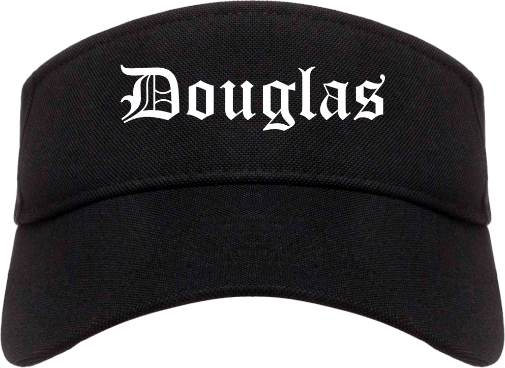 Douglas Wyoming WY Old English Mens Visor Cap Hat Black