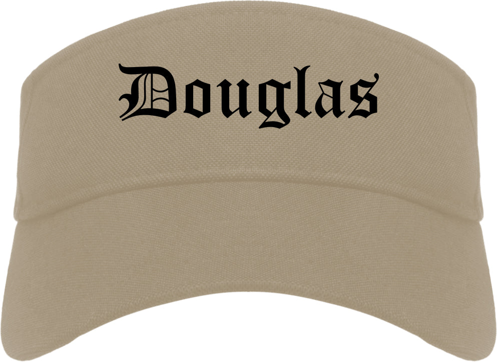 Douglas Wyoming WY Old English Mens Visor Cap Hat Khaki