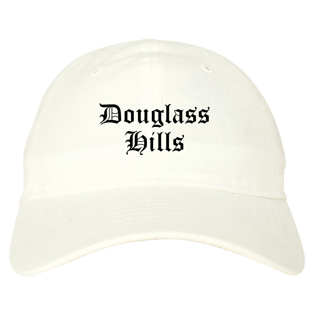 Douglass Hills Kentucky KY Old English Mens Dad Hat Baseball Cap White