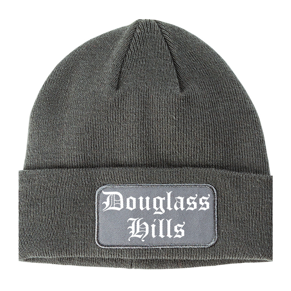 Douglass Hills Kentucky KY Old English Mens Knit Beanie Hat Cap Grey