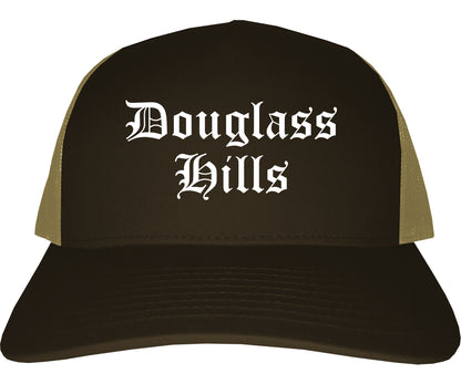 Douglass Hills Kentucky KY Old English Mens Trucker Hat Cap Brown