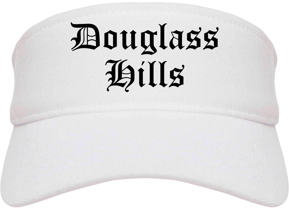 Douglass Hills Kentucky KY Old English Mens Visor Cap Hat White