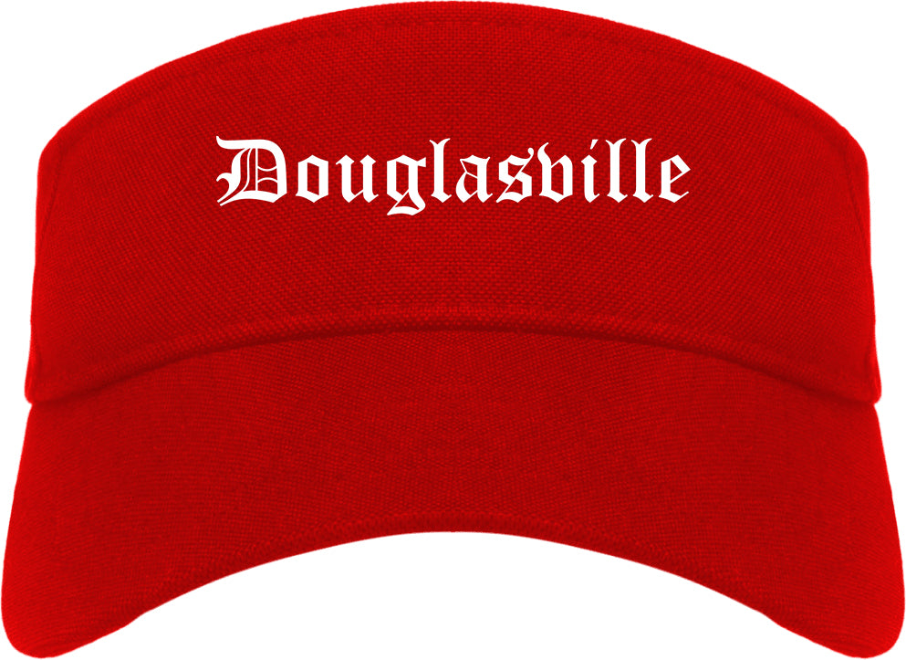 Douglasville Georgia GA Old English Mens Visor Cap Hat Red