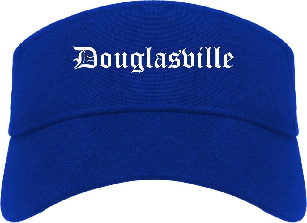 Douglasville Georgia GA Old English Mens Visor Cap Hat Royal Blue