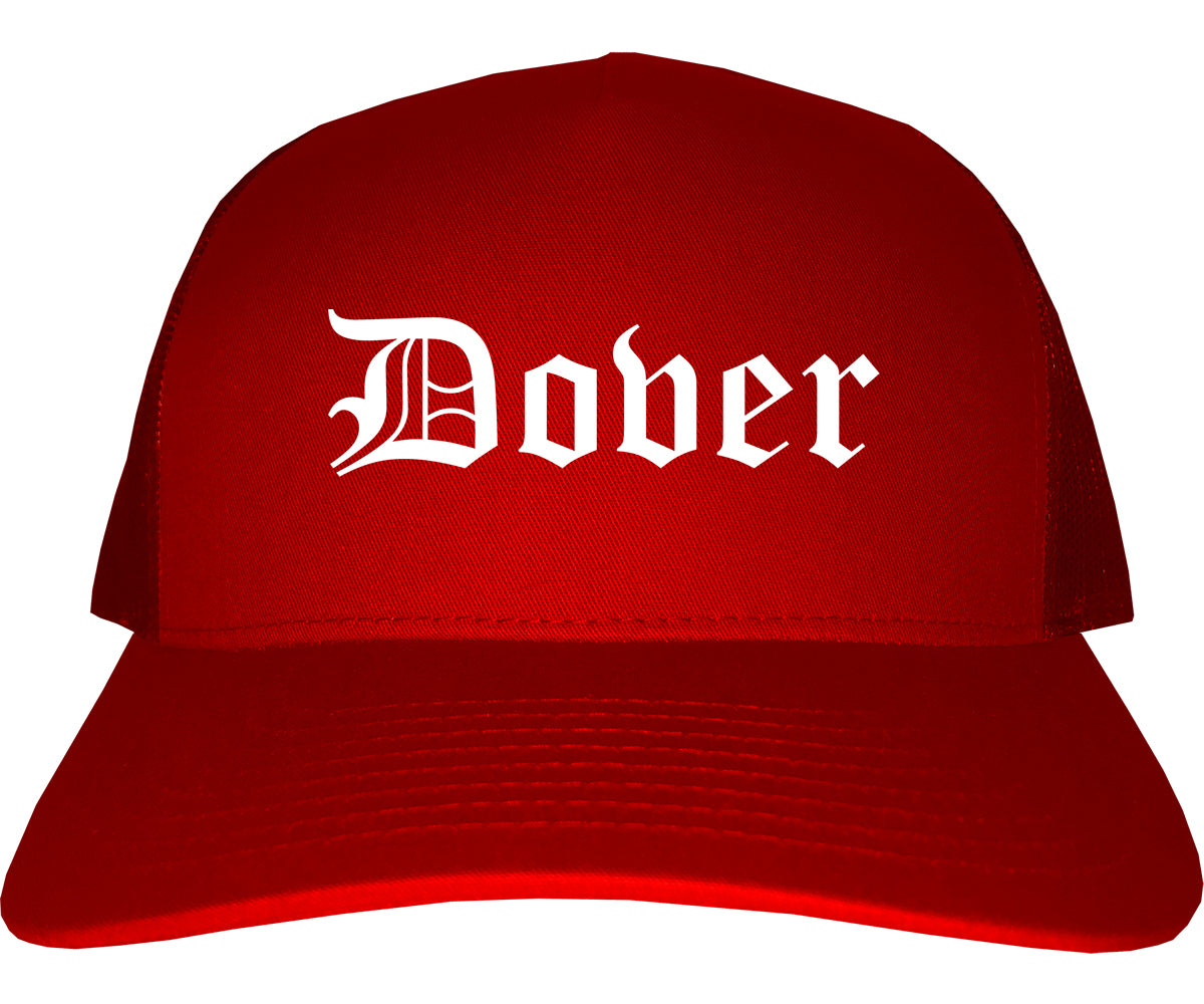 Dover Delaware DE Old English Mens Trucker Hat Cap Red