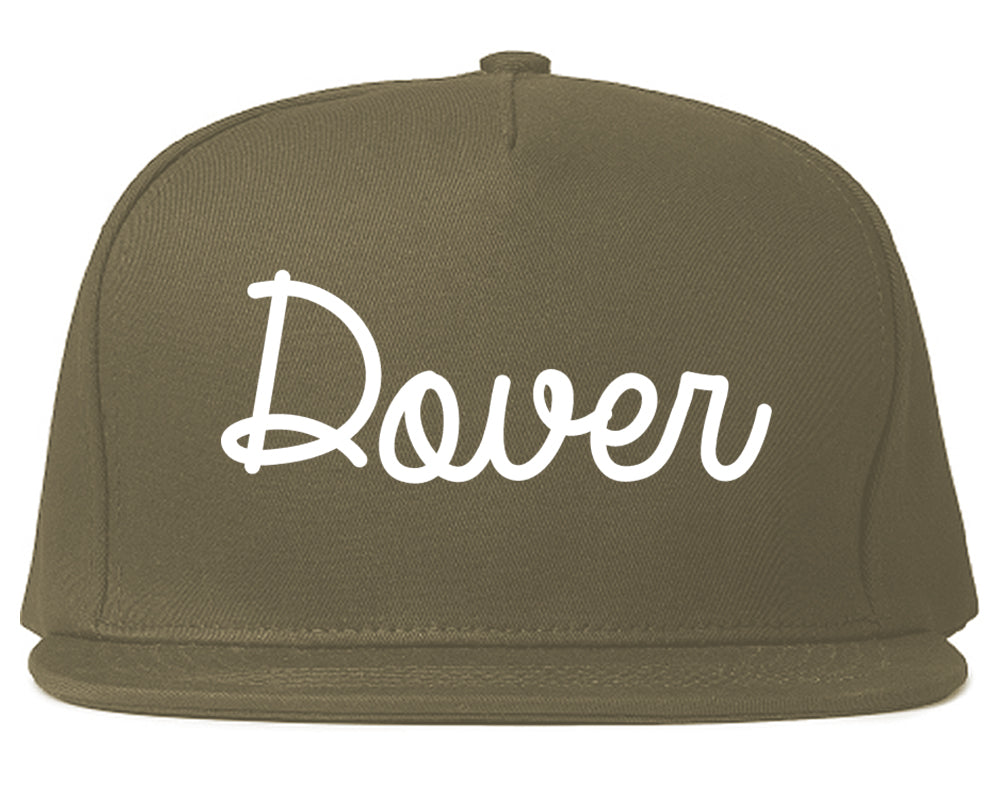 Dover Delaware DE Script Mens Snapback Hat Grey