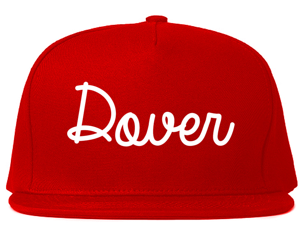 Dover Delaware DE Script Mens Snapback Hat Red