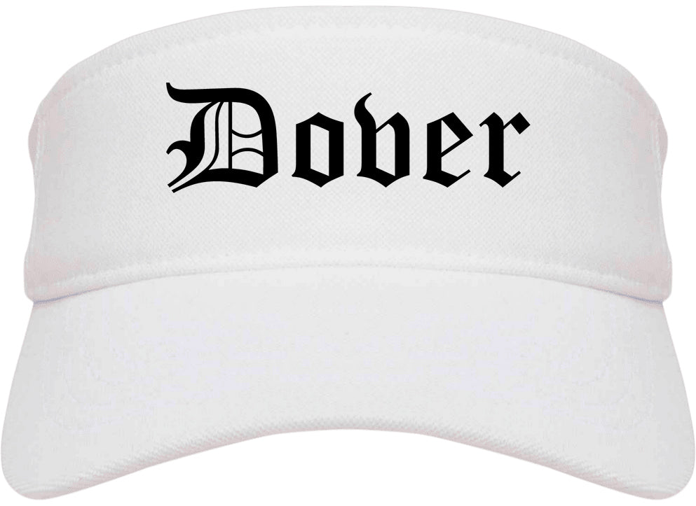Dover New Jersey NJ Old English Mens Visor Cap Hat White