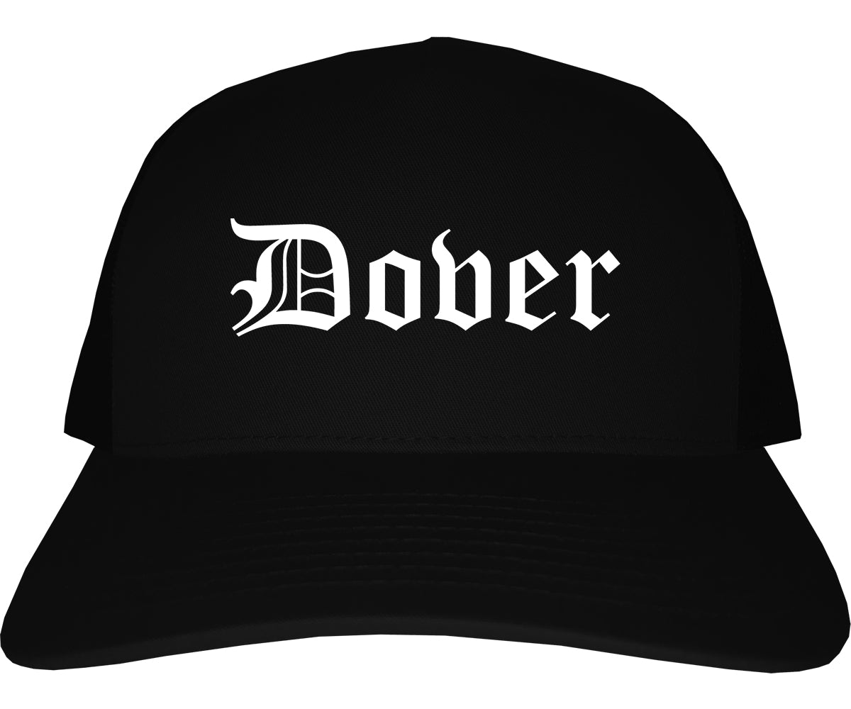 Dover Ohio OH Old English Mens Trucker Hat Cap Black