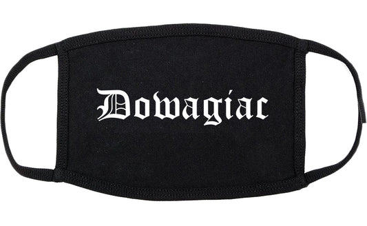 Dowagiac Michigan MI Old English Cotton Face Mask Black