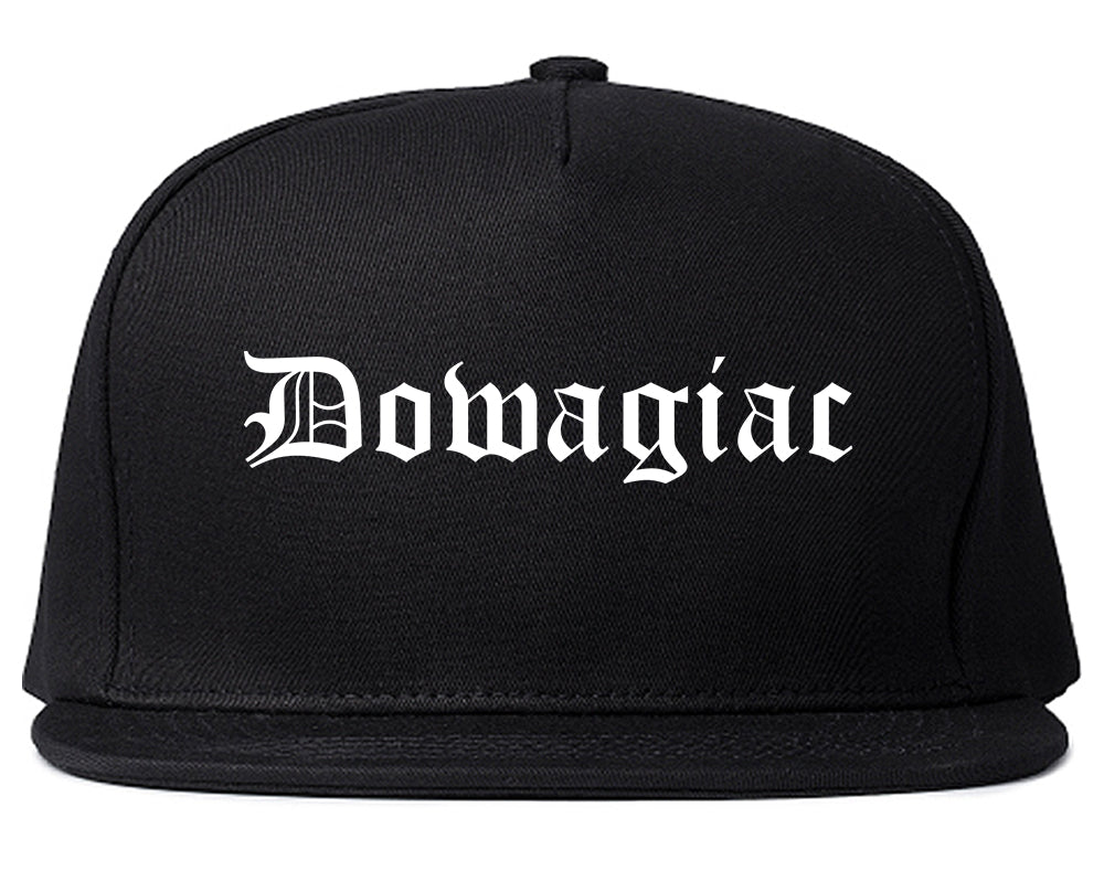 Dowagiac Michigan MI Old English Mens Snapback Hat Black