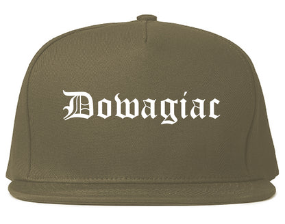 Dowagiac Michigan MI Old English Mens Snapback Hat Grey