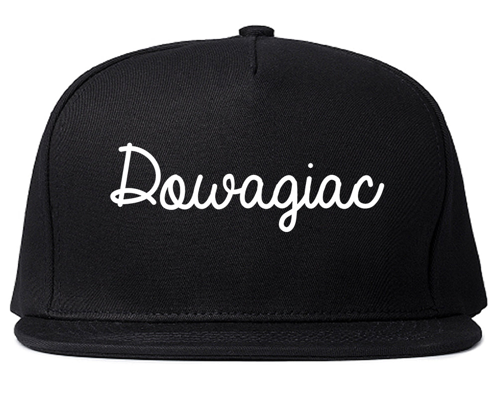 Dowagiac Michigan MI Script Mens Snapback Hat Black
