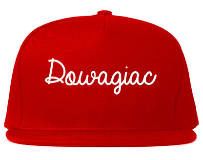 Dowagiac Michigan MI Script Mens Snapback Hat Red