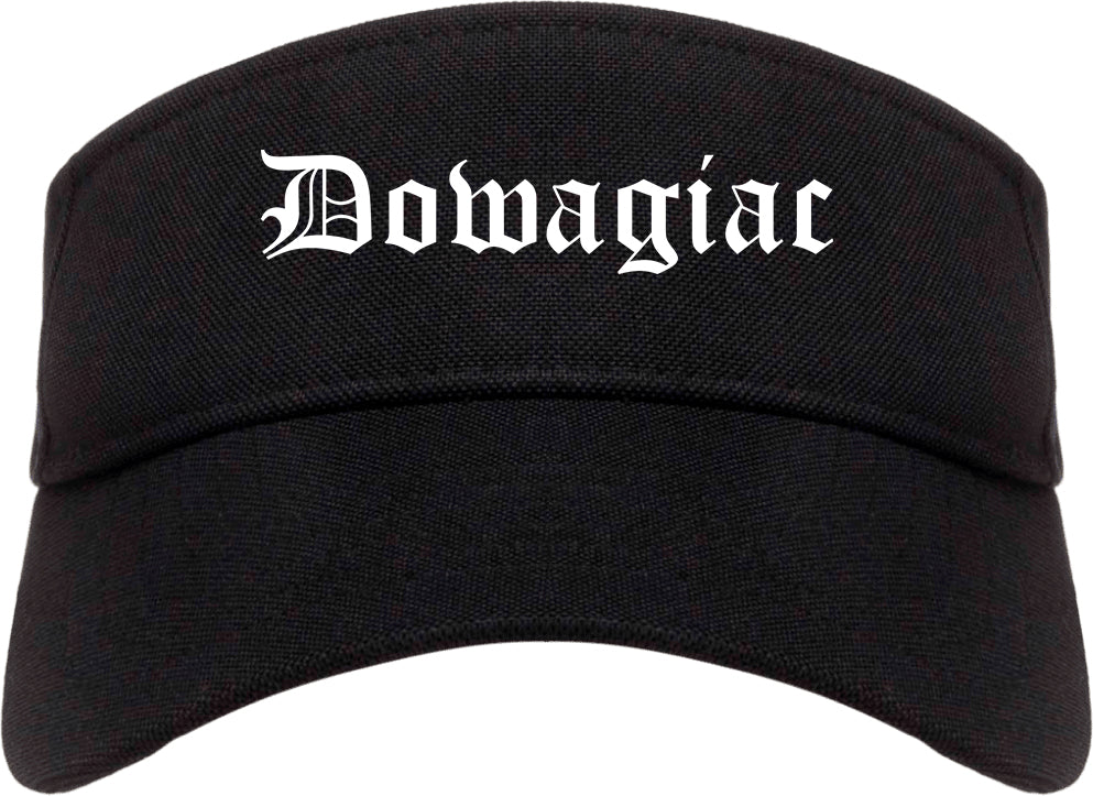 Dowagiac Michigan MI Old English Mens Visor Cap Hat Black
