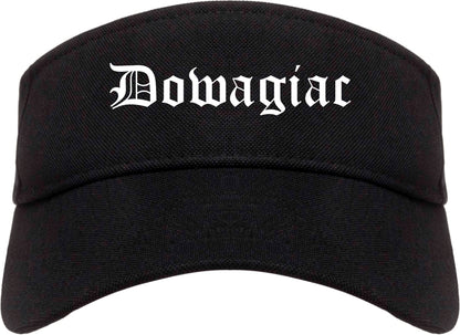 Dowagiac Michigan MI Old English Mens Visor Cap Hat Black
