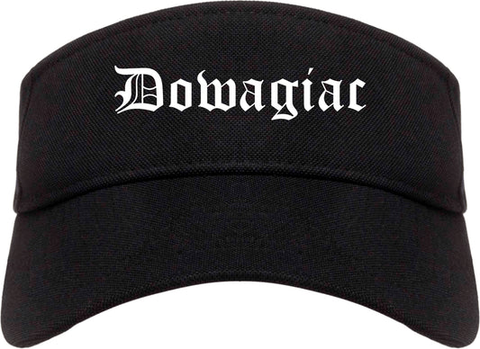 Dowagiac Michigan MI Old English Mens Visor Cap Hat Black