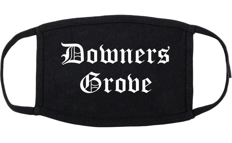 Downers Grove Illinois IL Old English Cotton Face Mask Black