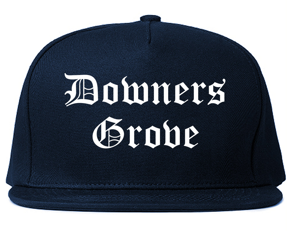 Downers Grove Illinois IL Old English Mens Snapback Hat Navy Blue