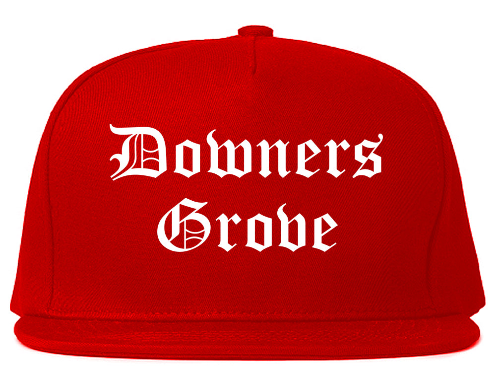 Downers Grove Illinois IL Old English Mens Snapback Hat Red