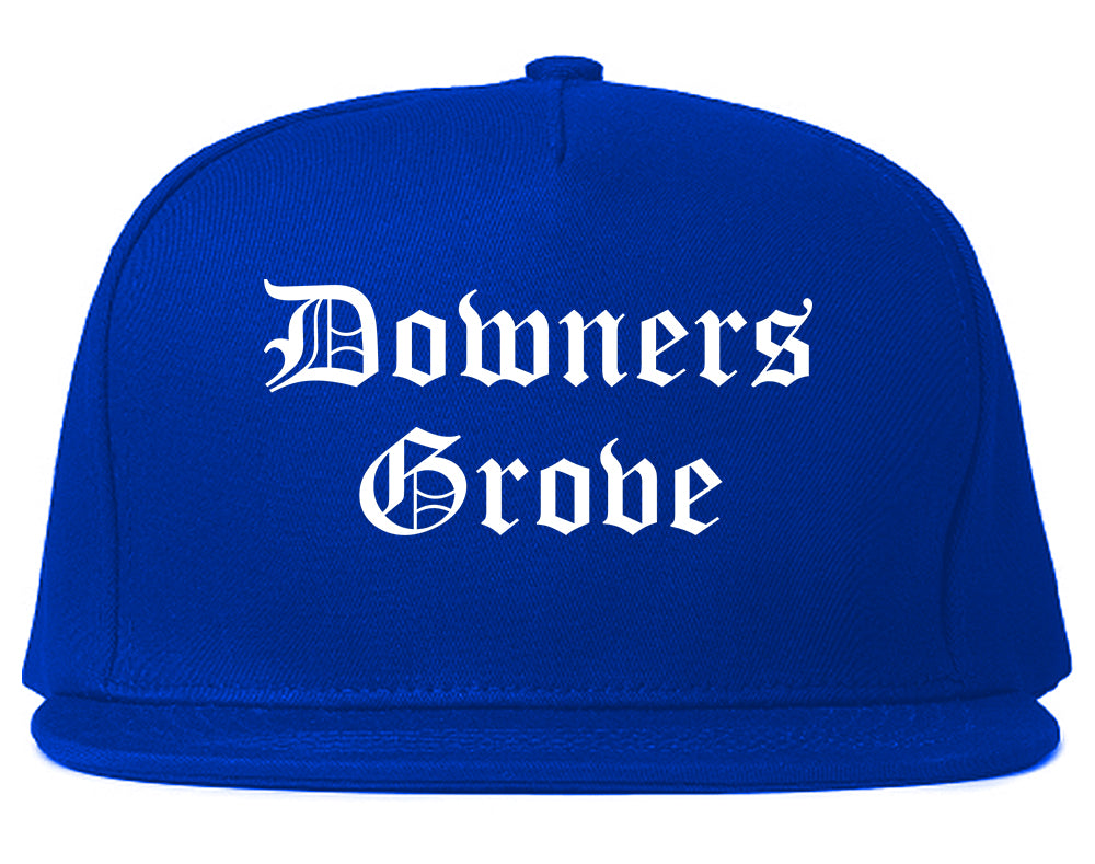 Downers Grove Illinois IL Old English Mens Snapback Hat Royal Blue