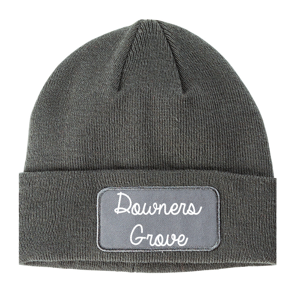 Downers Grove Illinois IL Script Mens Knit Beanie Hat Cap Grey