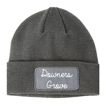 Downers Grove Illinois IL Script Mens Knit Beanie Hat Cap Grey