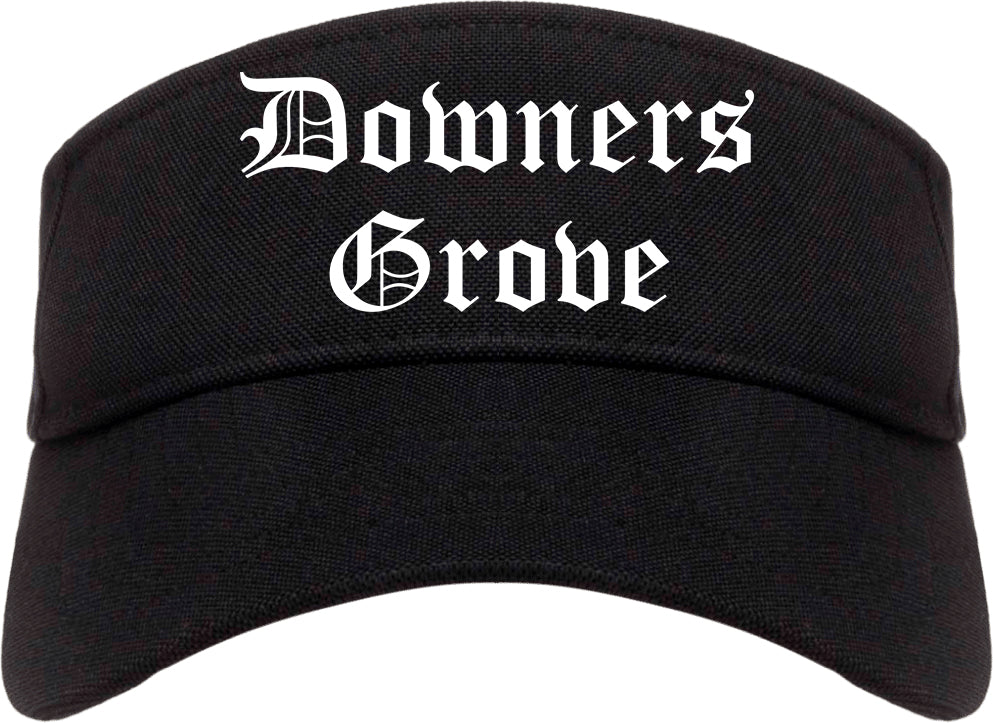 Downers Grove Illinois IL Old English Mens Visor Cap Hat Black