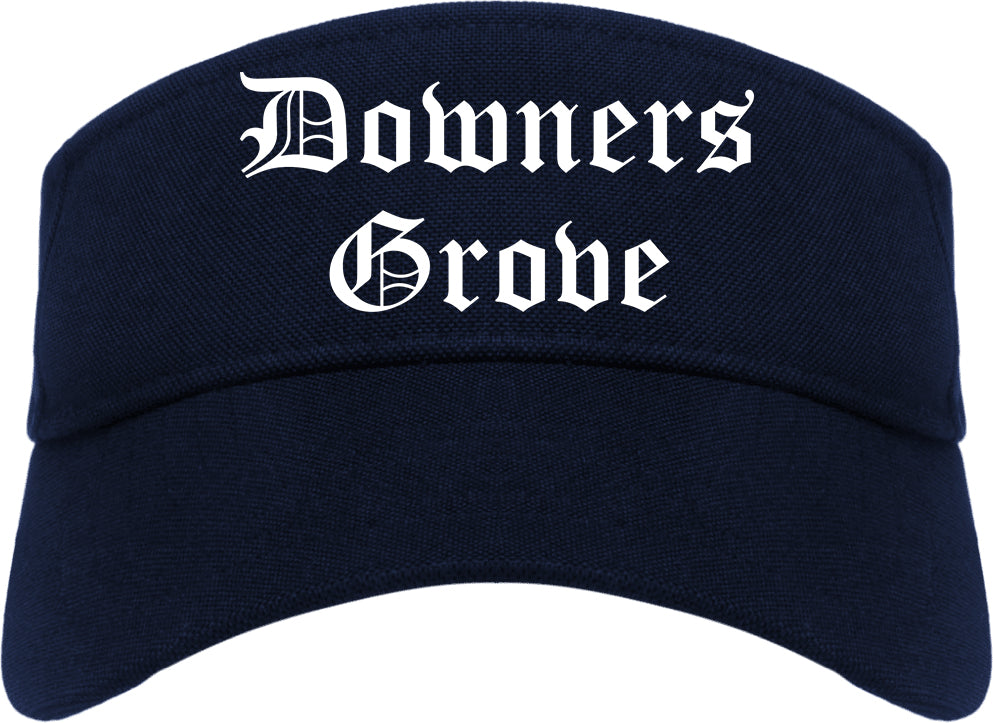 Downers Grove Illinois IL Old English Mens Visor Cap Hat Navy Blue